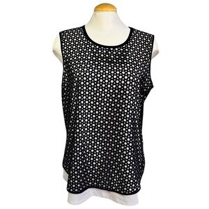 Roz & Ali Black and Tan Women's Large Layered Tank